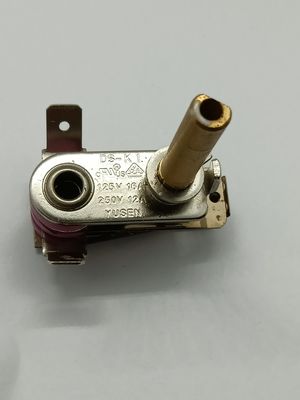 Termostato bimetálico ajustável com faixa de temperatura entre 50 e 250 °C e 100 ciclos de resistência